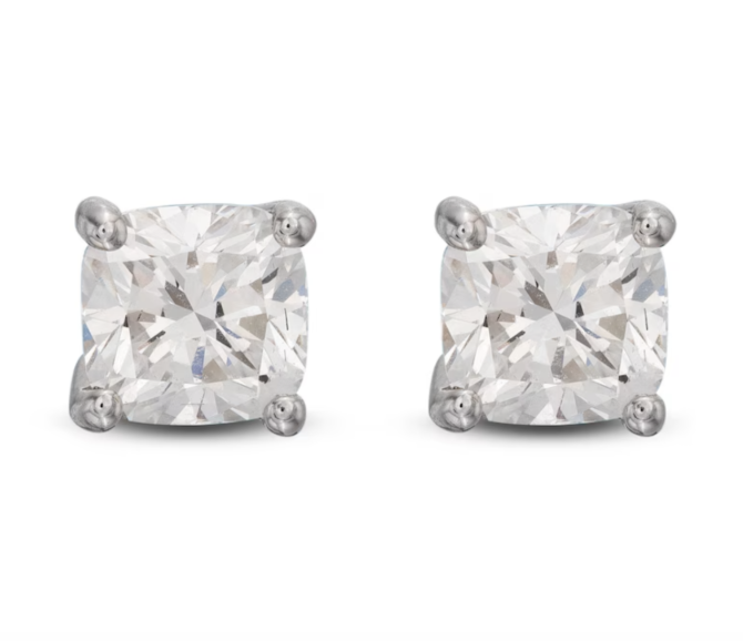 1 Carat Lab-Created Cushion Cut Diamond Stud Earrings in 14K White Gold (SI2/F) - Image 3